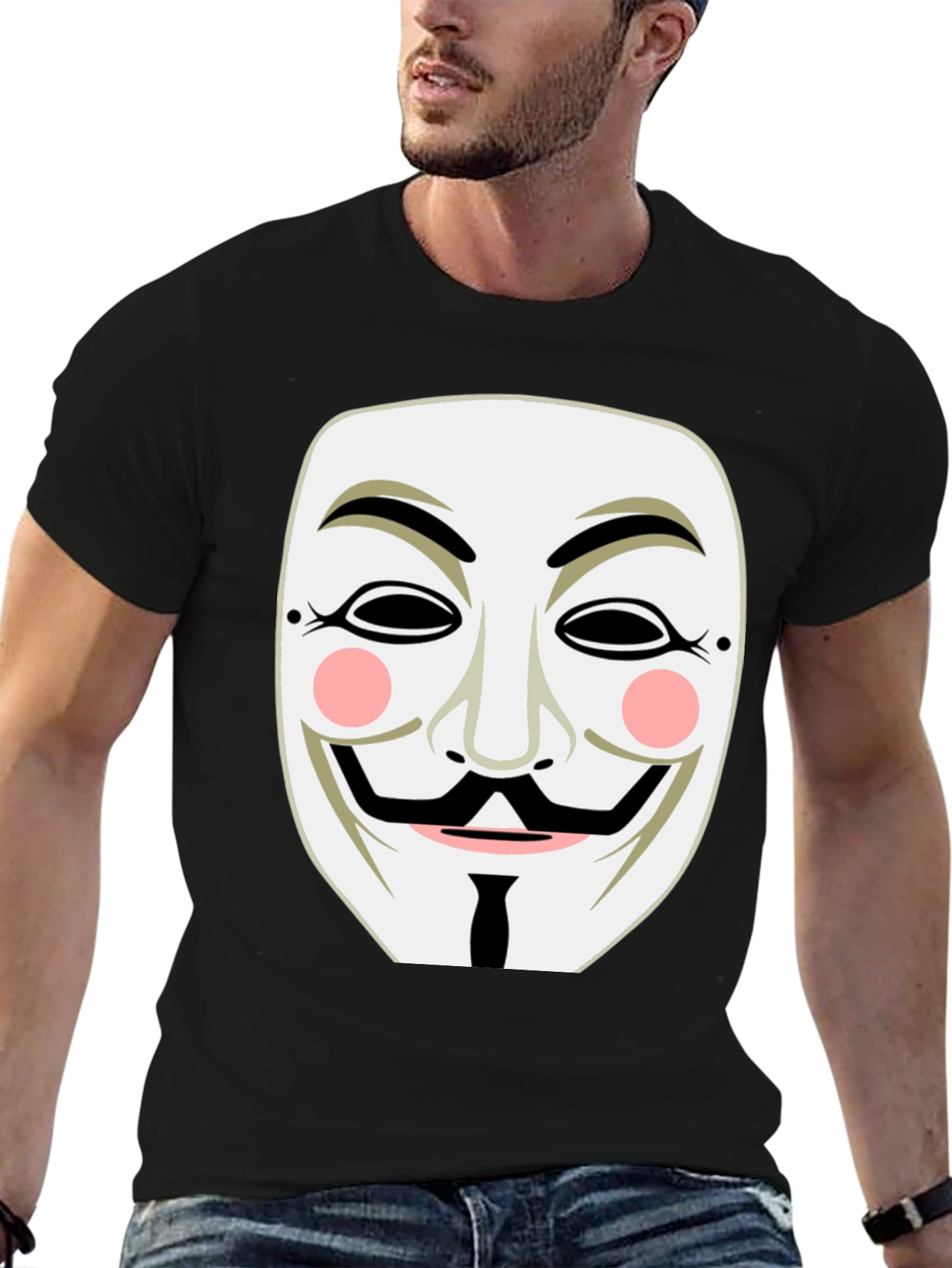 Anonymous Mask Graphic Tee - Black Cotton T-Shirt