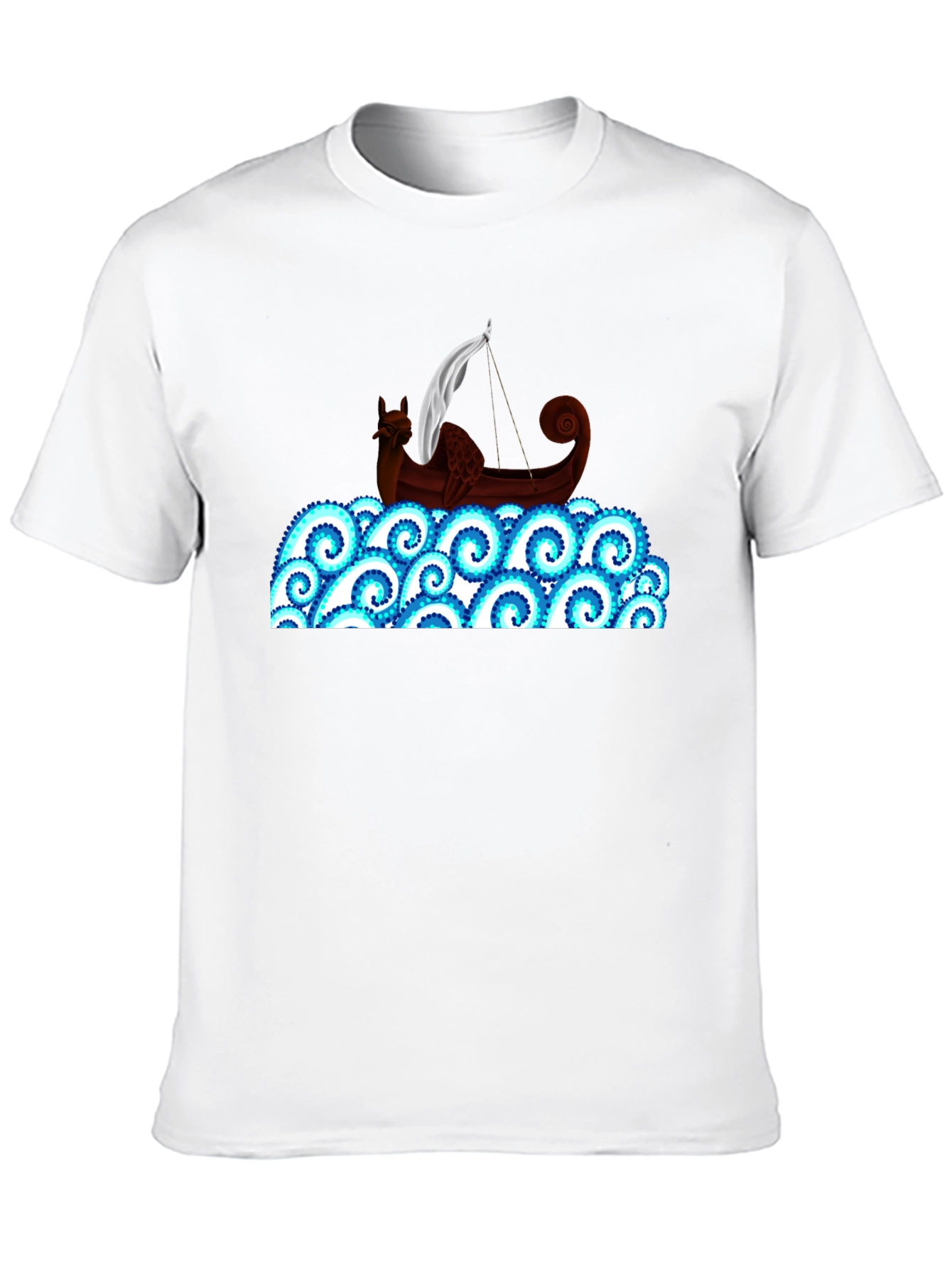 Viking Ship on Swirling Seas T-Shirt