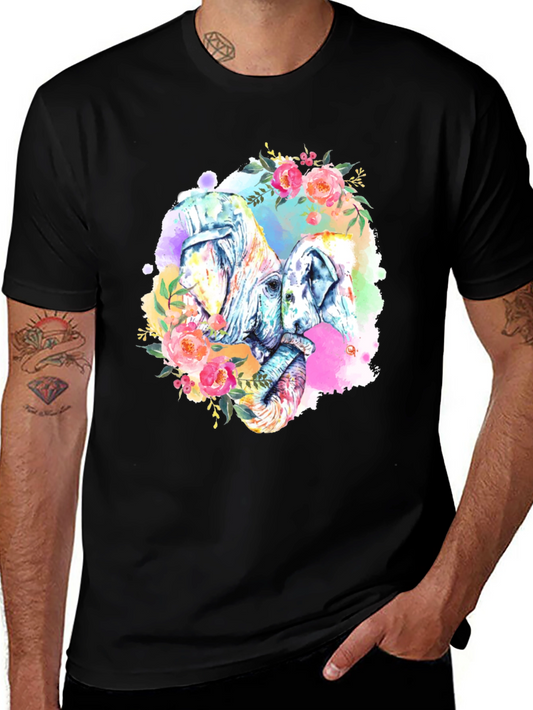 Floral Elephant Watercolor T-Shirt