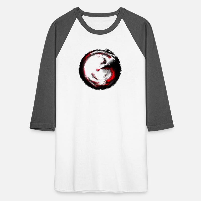 Abstract art, black white red circle, dark eye