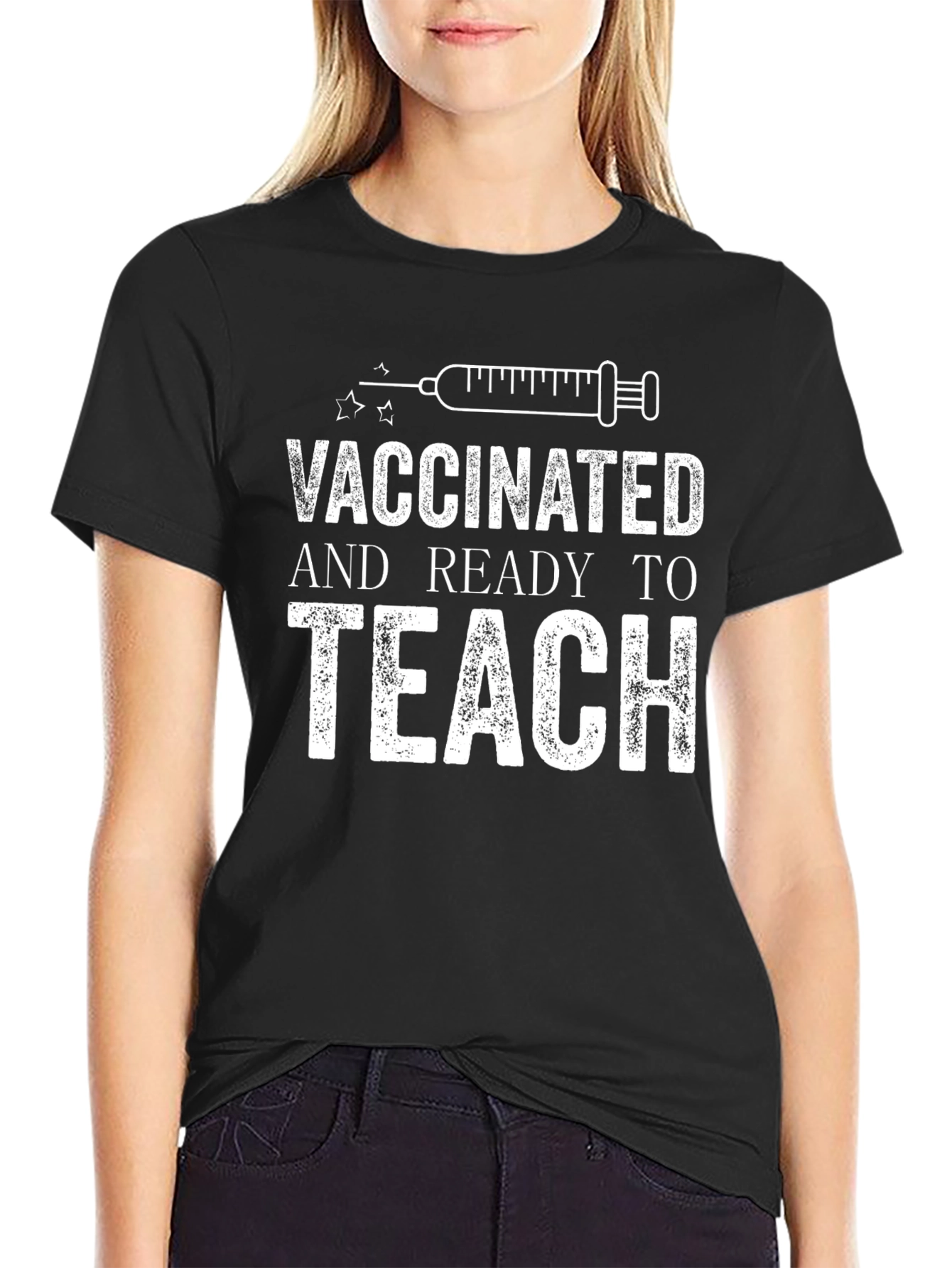 Vaccinated & Ready to Teach Black T-Shirt