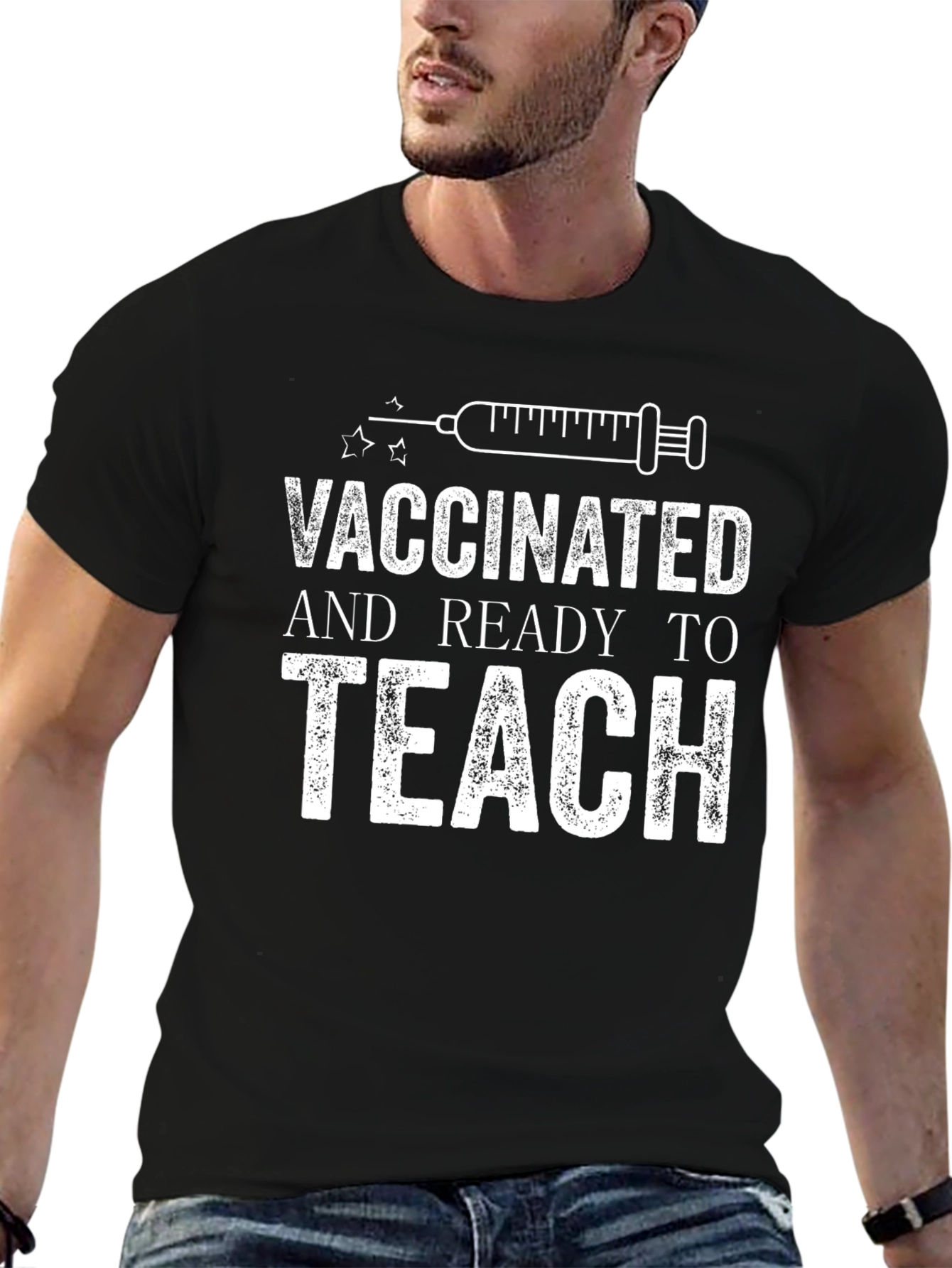 Vaccinated & Ready to Teach Black T-Shirt