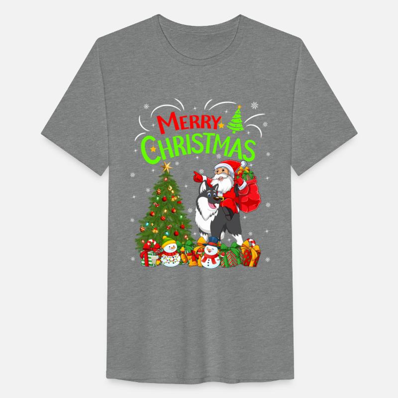 Alaskan Malamute Santa Riding Merry Christmas Tree