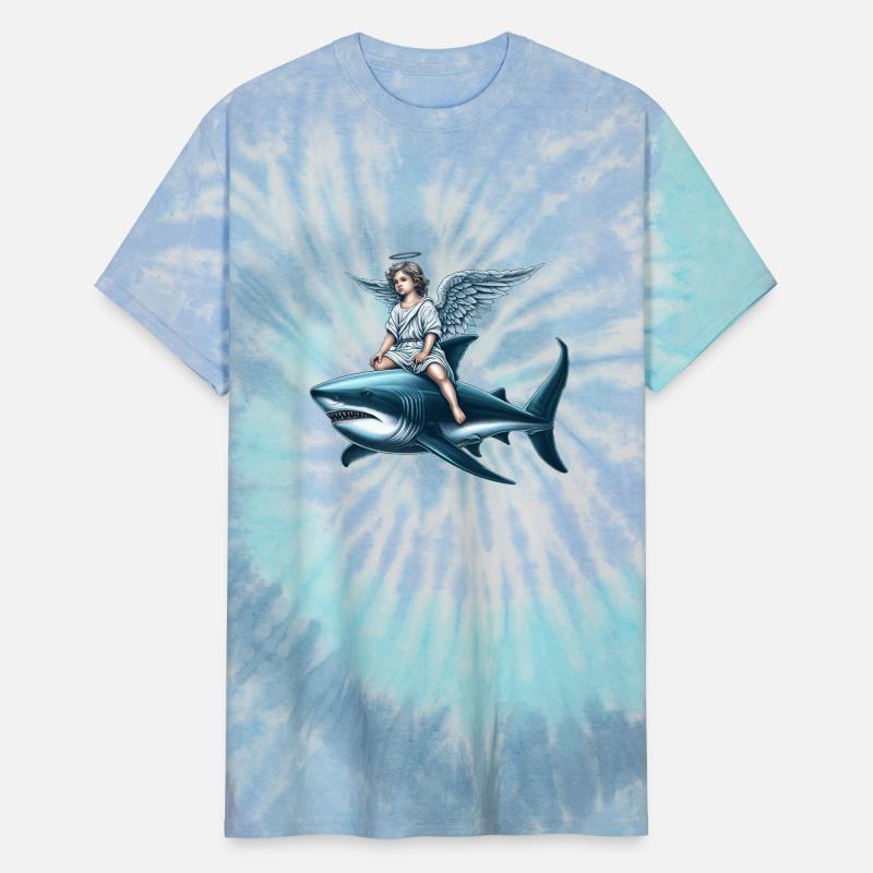 Angel rides on a shark