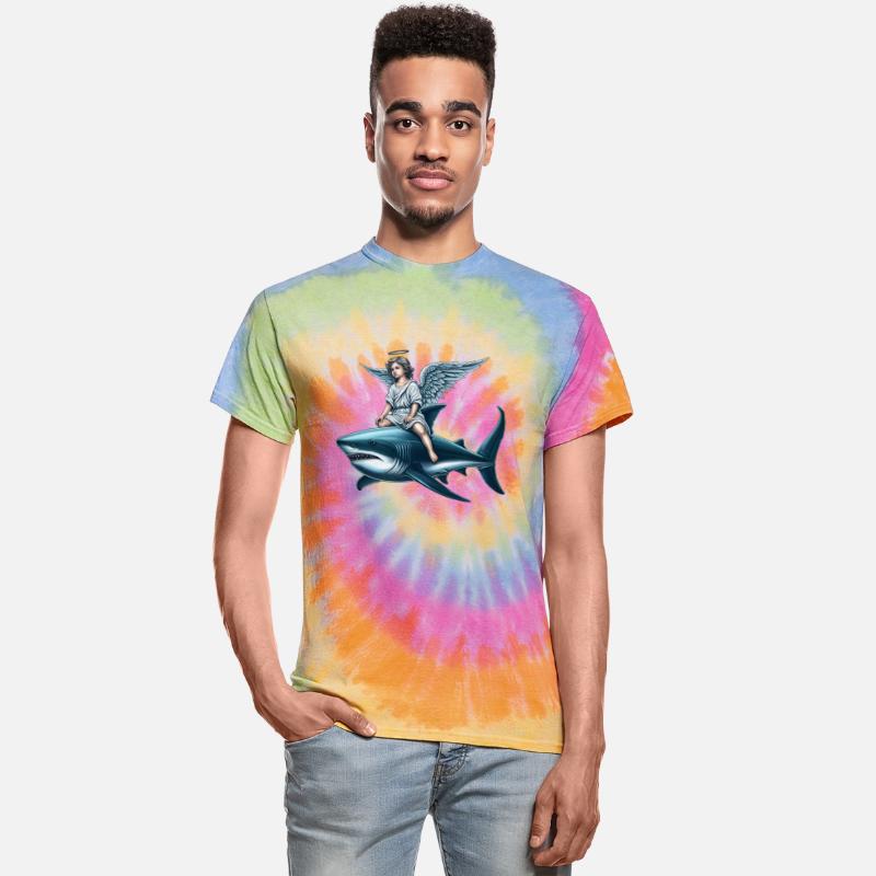 Angel rides on a shark