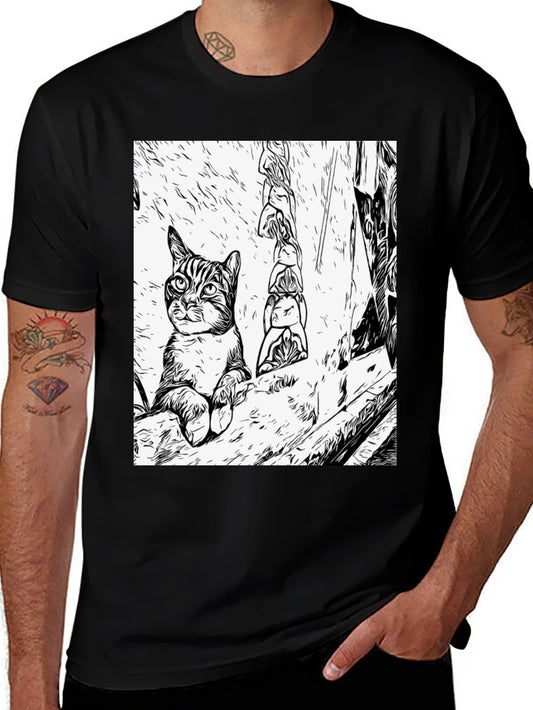 Cat Art Black T-Shirt