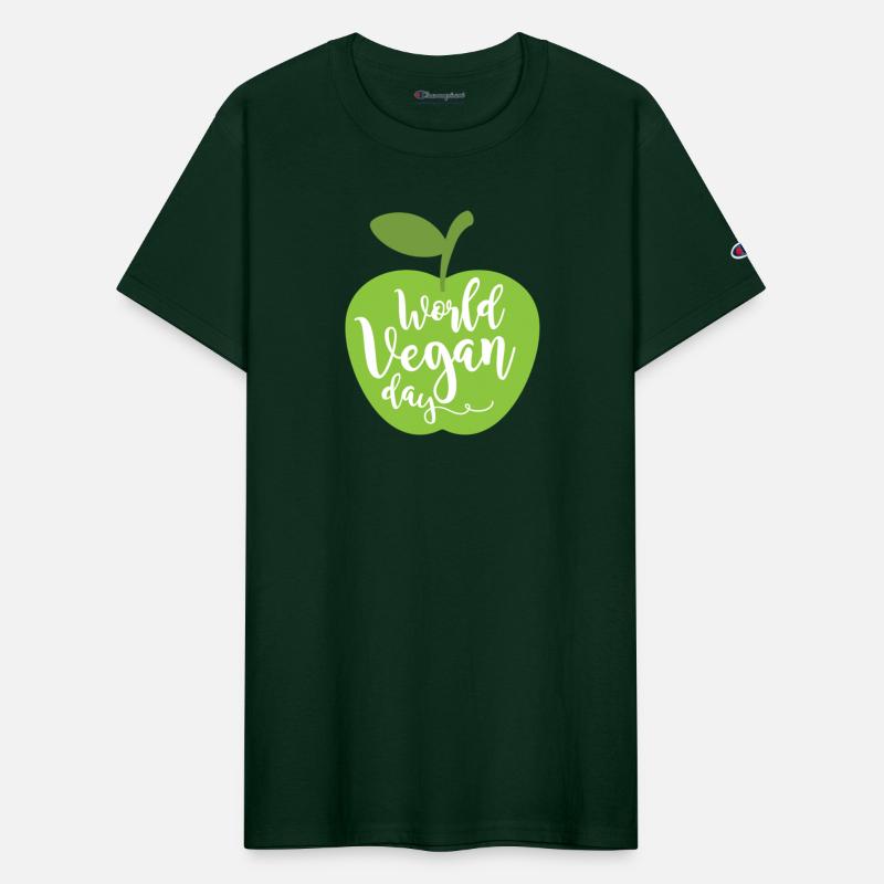 Apple with the inscription world vegan day.