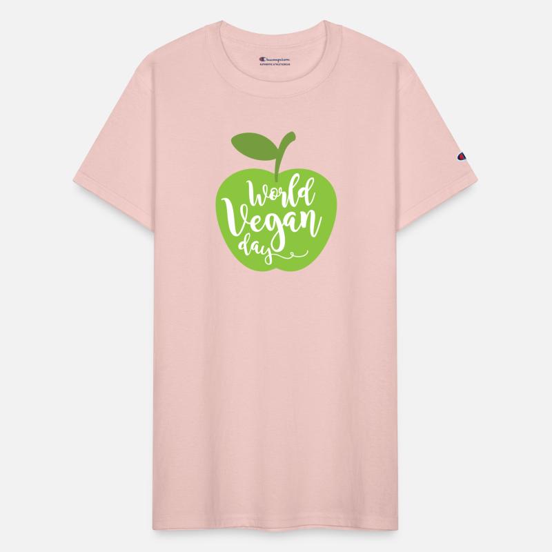 Apple with the inscription world vegan day.