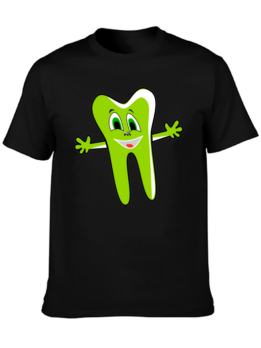 Funny Tooth Graphic Tee - Black Cotton Shirt