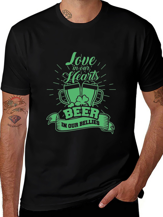 Love Hearts Beer Bellies St. Patricks Day Graphic Tee