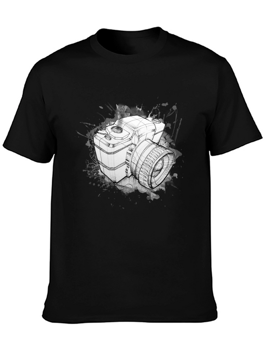 Camera Sketch Black T-Shirt