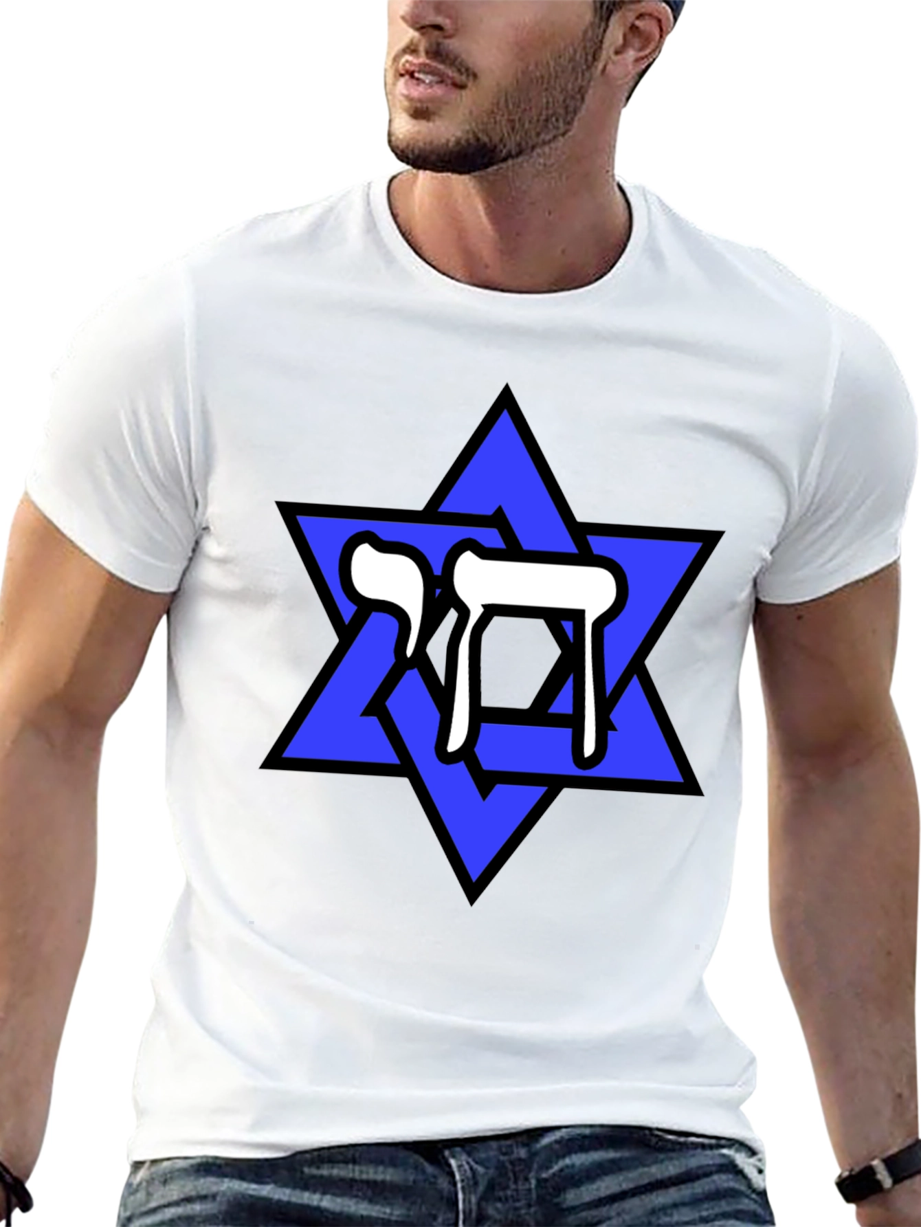 Star of David Chai Symbol Black T-Shirt