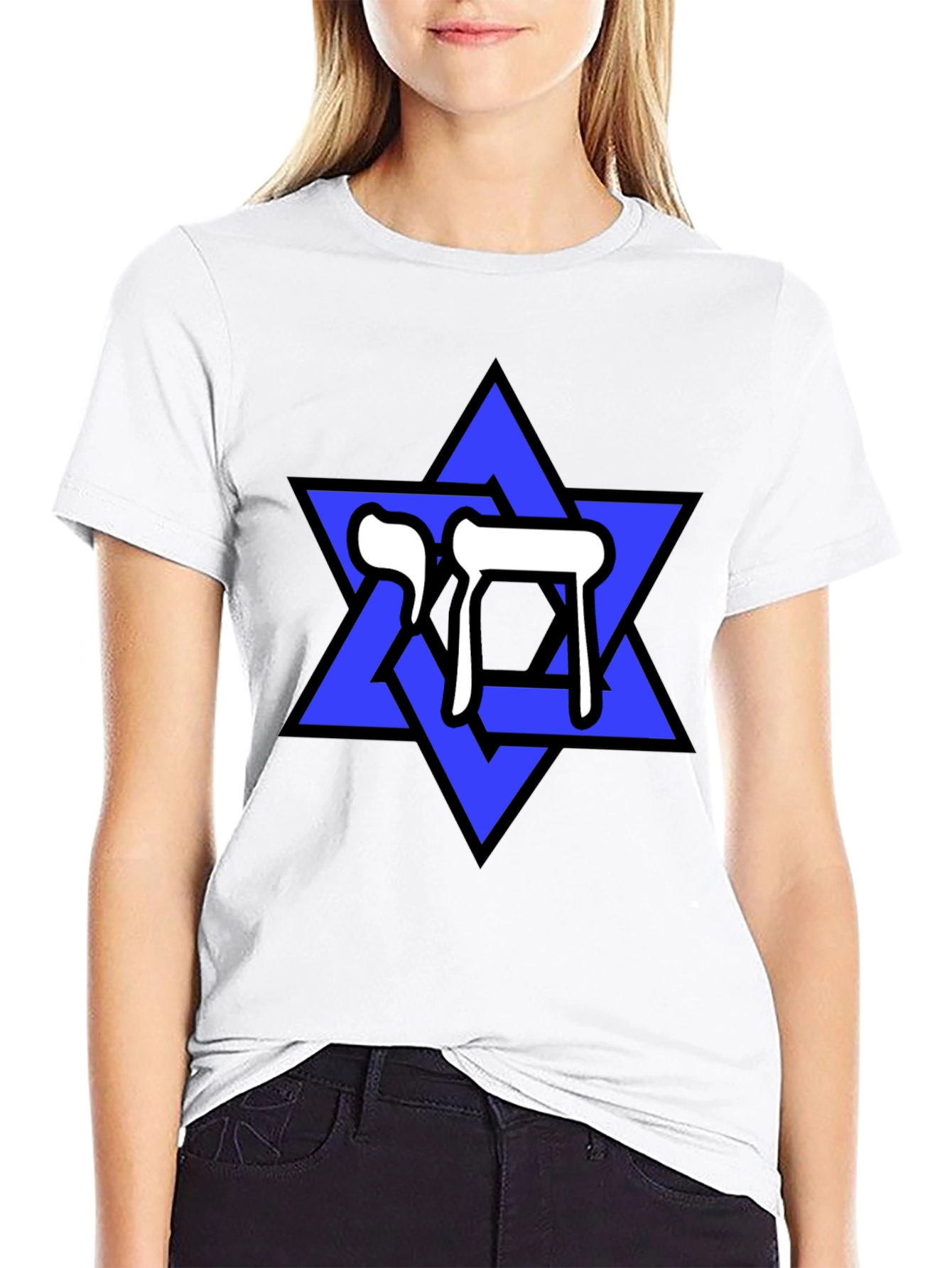 Star of David Chai Symbol Black T-Shirt