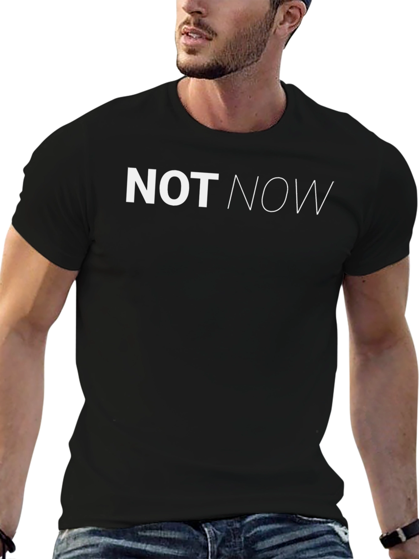 Not Now Graphic Tee - Relaxed Fit Black T-Shirt