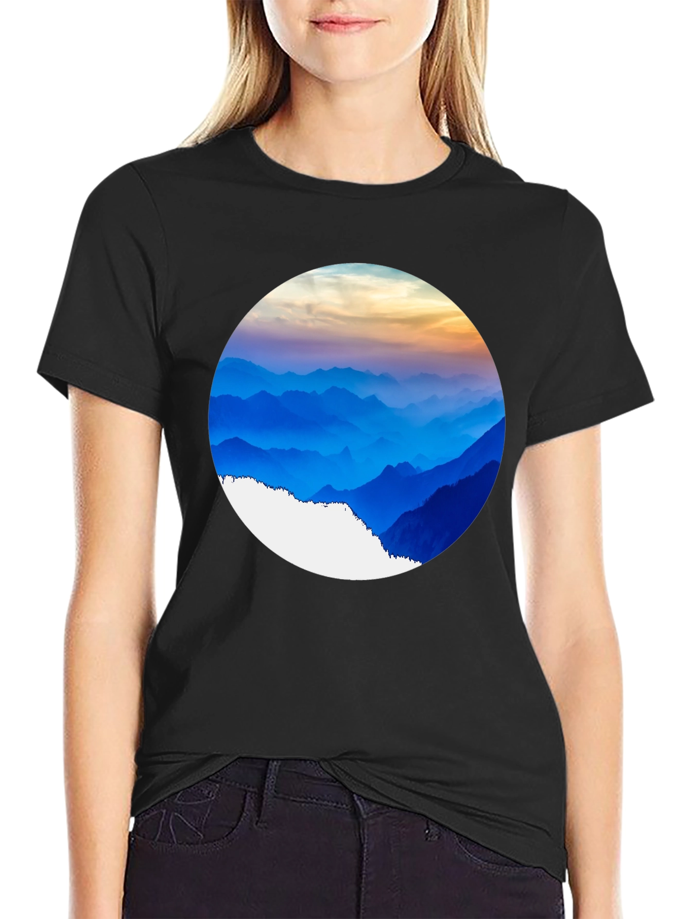 Mountain Vista Graphic Tee - Black Crew Neck