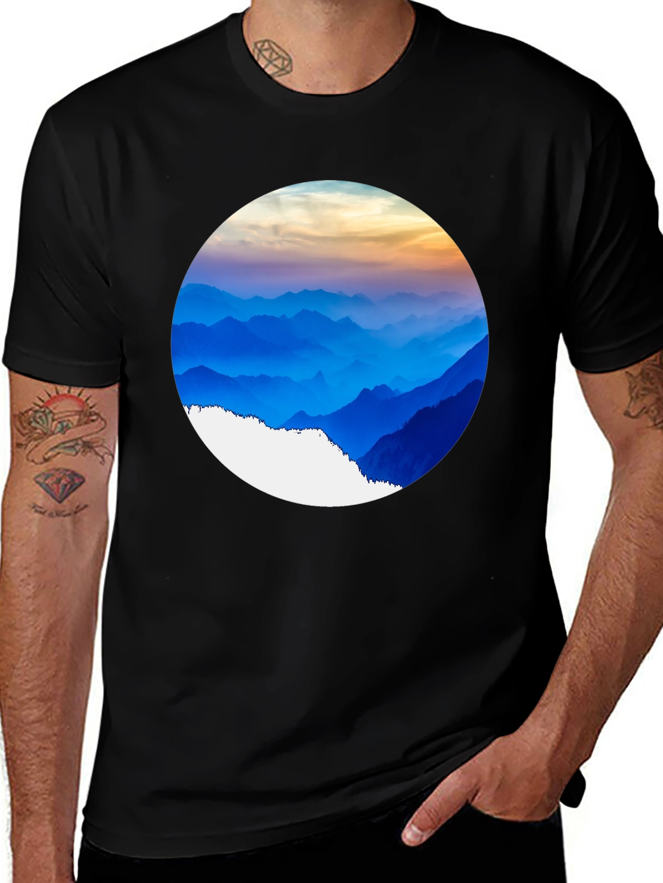 Mountain Vista Graphic Tee - Black Crew Neck