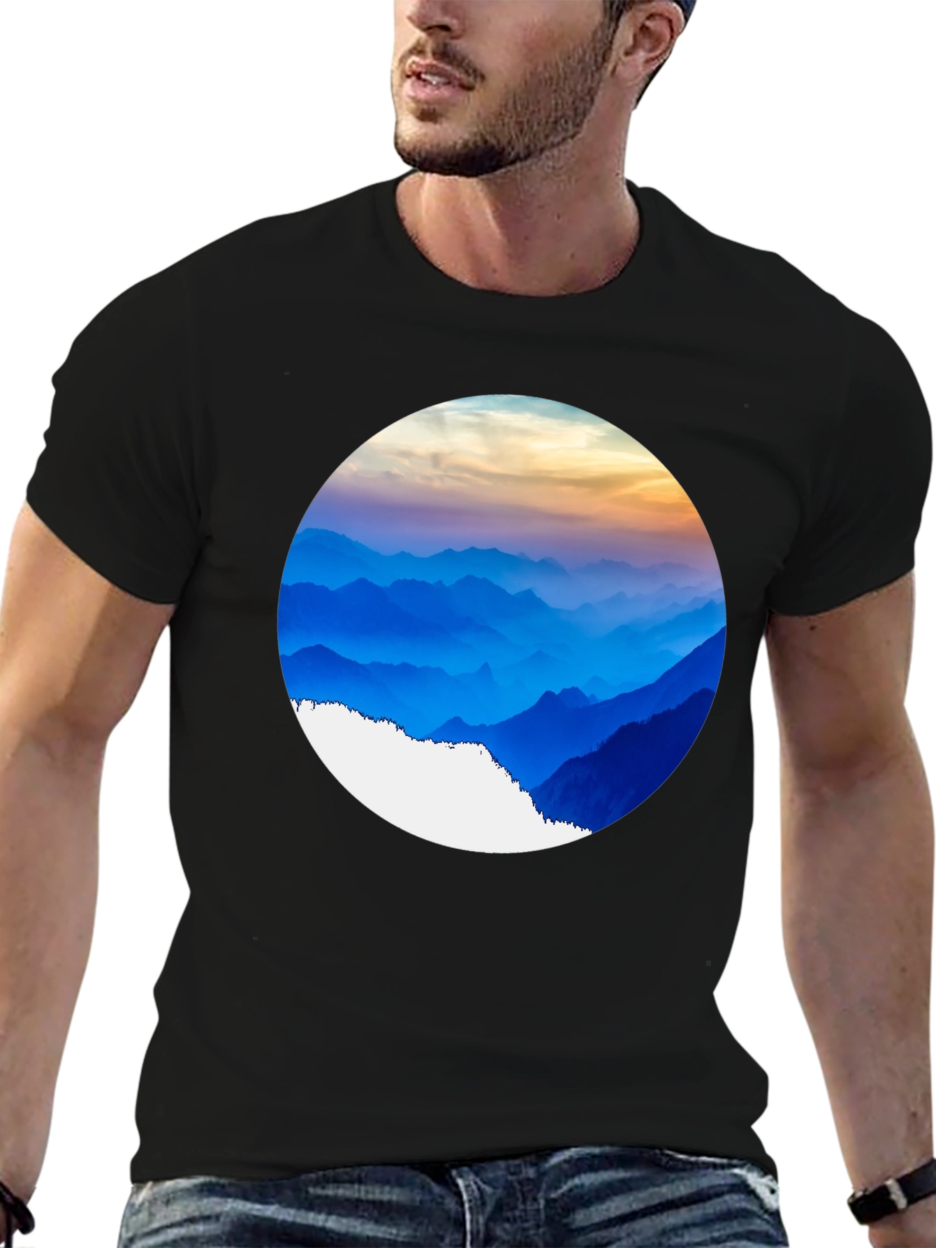 Mountain Vista Graphic Tee - Black Crew Neck