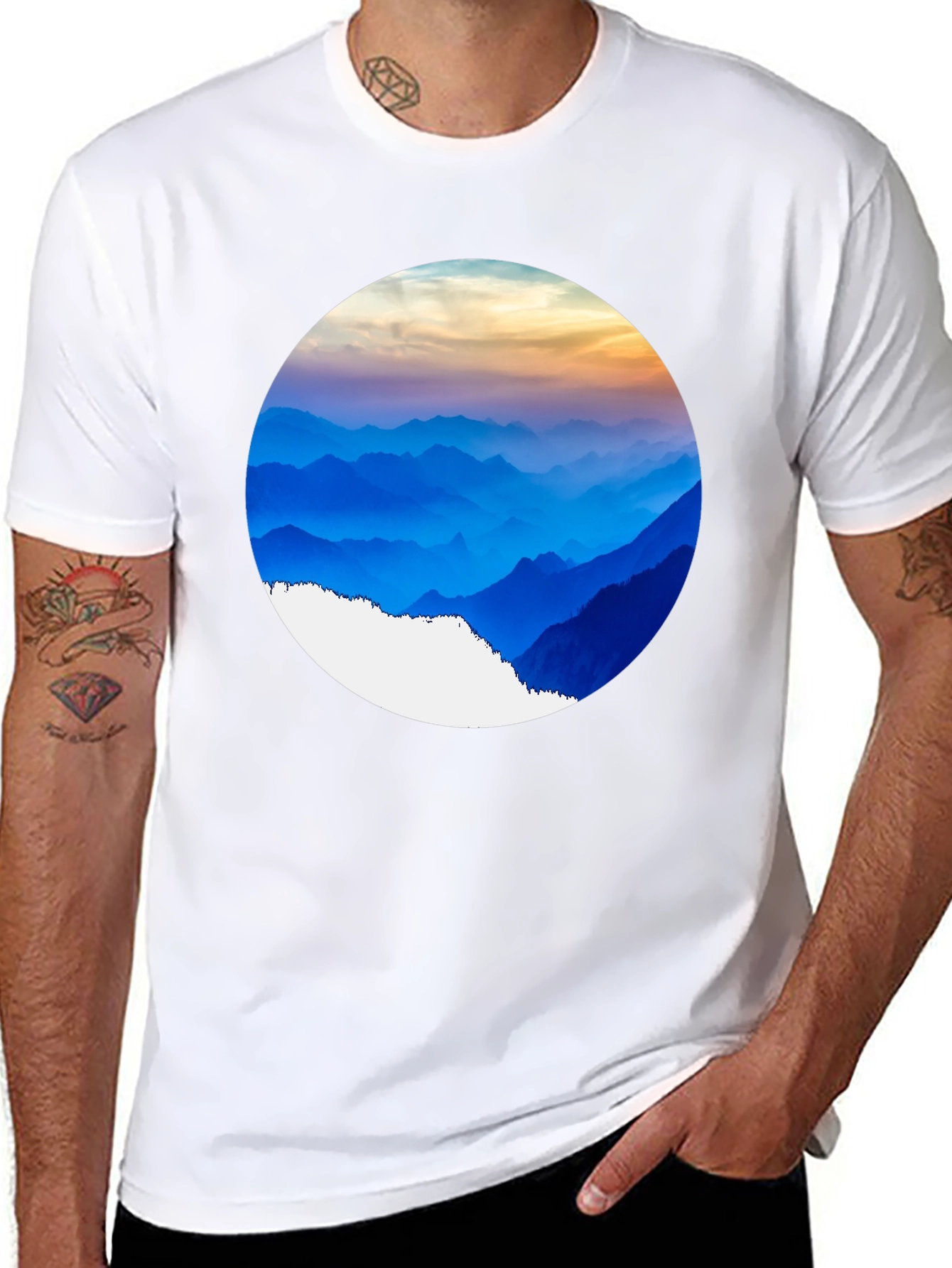 Mountain Vista Graphic Tee - Black Crew Neck