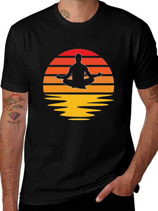 Zen Sunset Meditation T-Shirt - Relaxed Fit