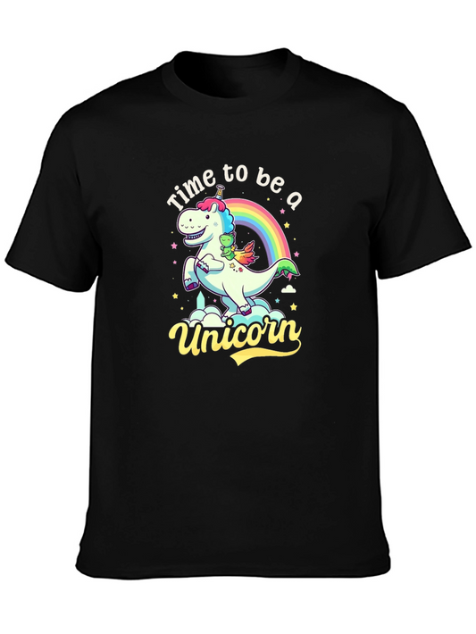 Time to Be a Unicorn T-Shirt - Dino Rainbow Tee