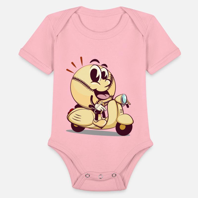 baseball cartoon riding a scooter