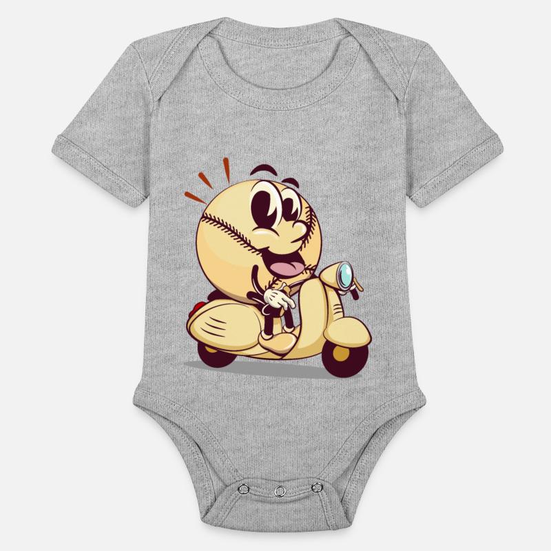 baseball cartoon riding a scooter