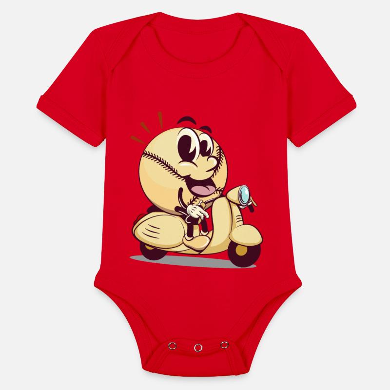 baseball cartoon riding a scooter