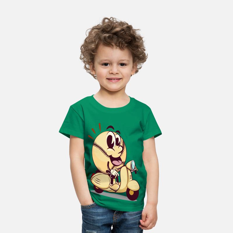 baseball cartoon riding a scooter