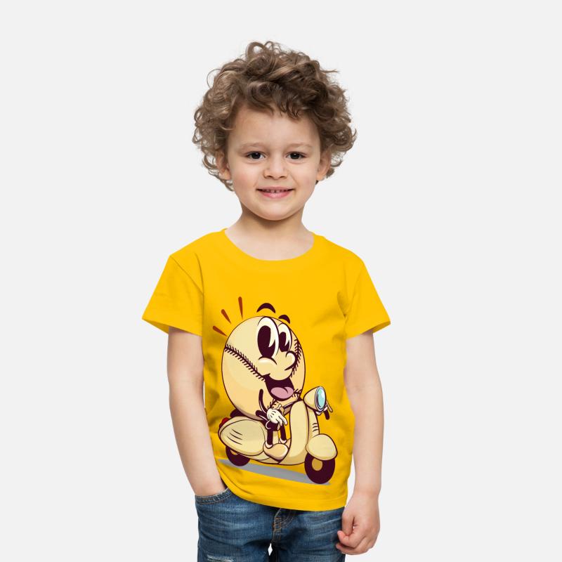 baseball cartoon riding a scooter