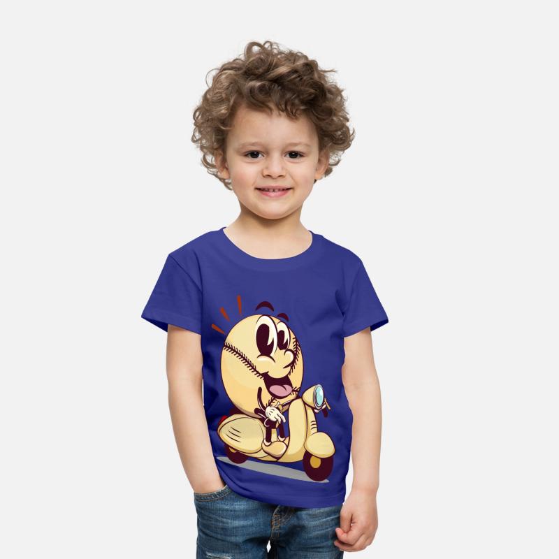 baseball cartoon riding a scooter