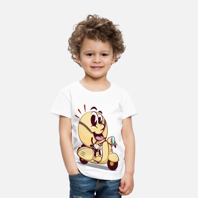 baseball cartoon riding a scooter