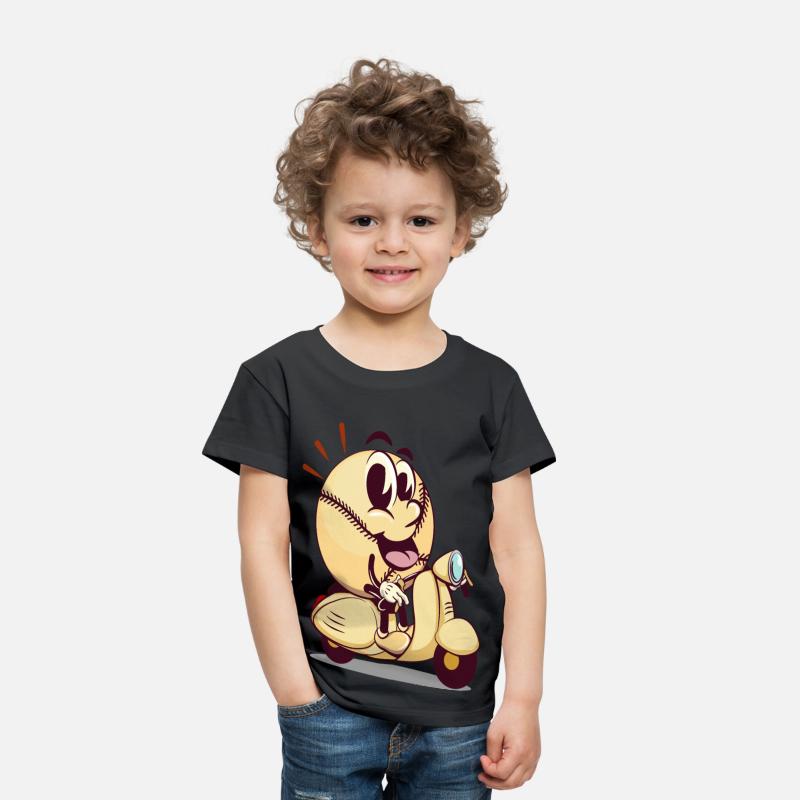 baseball cartoon riding a scooter