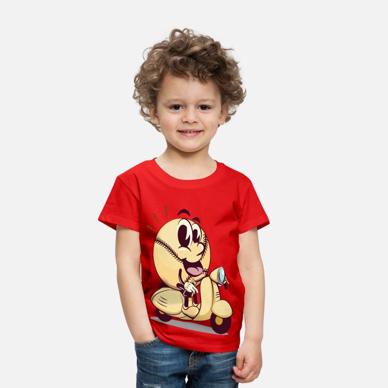 baseball cartoon riding a scooter