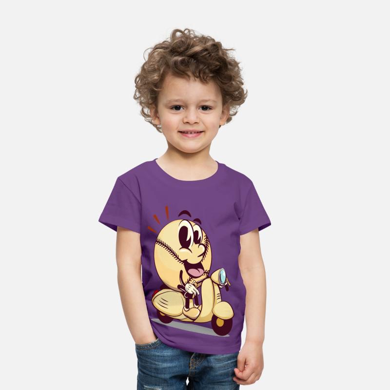 baseball cartoon riding a scooter