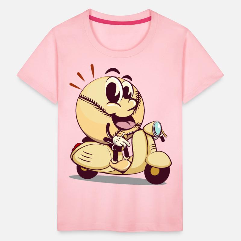 baseball cartoon riding a scooter