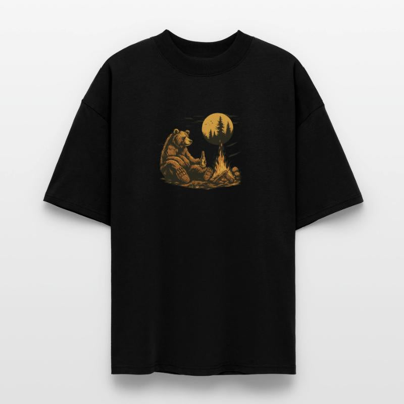 Bear by Campfire – Vintage Moonlit Forest Design