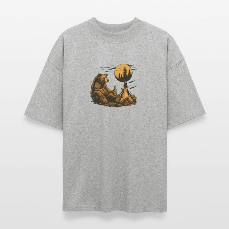 Bear by Campfire – Vintage Moonlit Forest Design