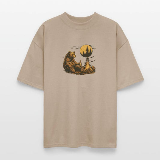 Bear by Campfire – Vintage Moonlit Forest Design