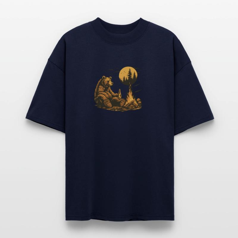 Bear by Campfire – Vintage Moonlit Forest Design