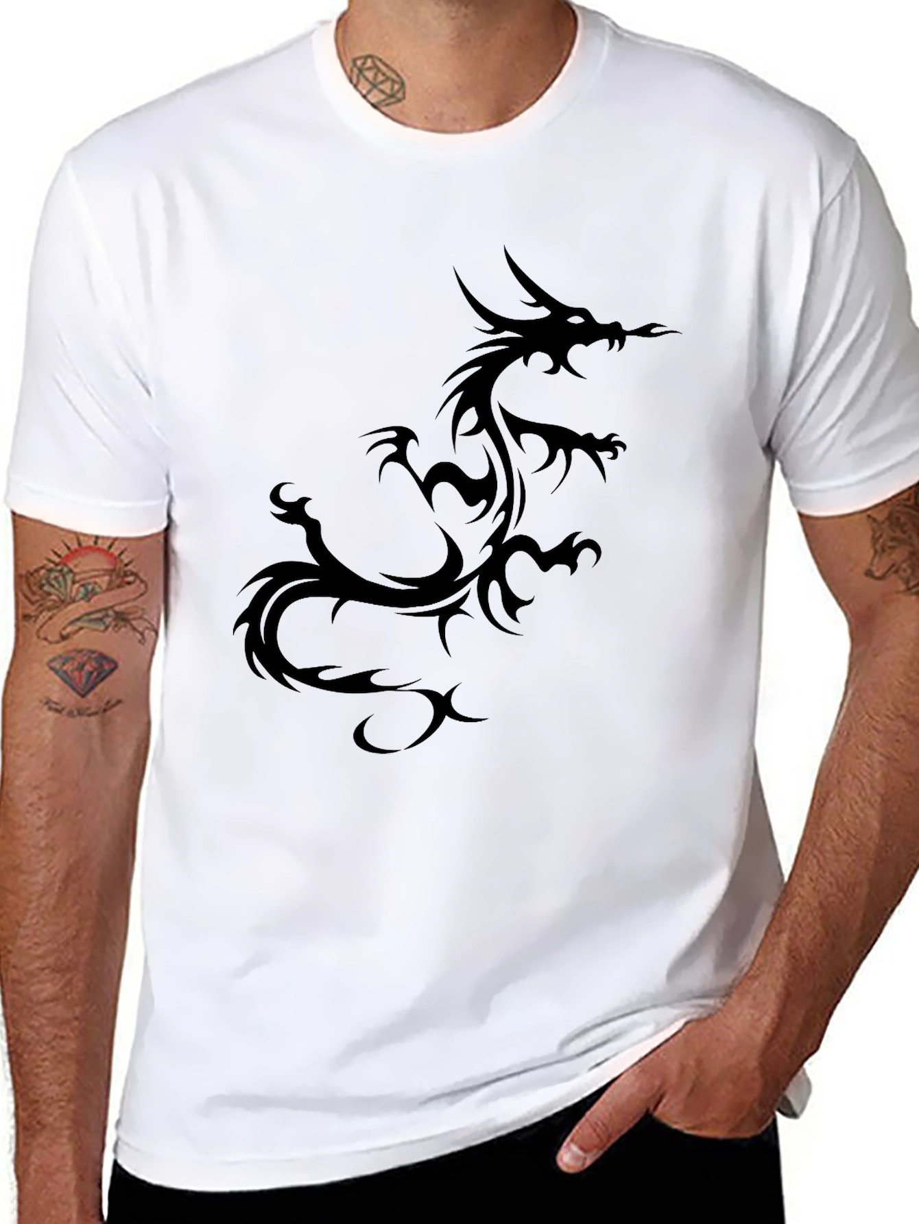 Black Dragon Graphic T-Shirt - Casual Style