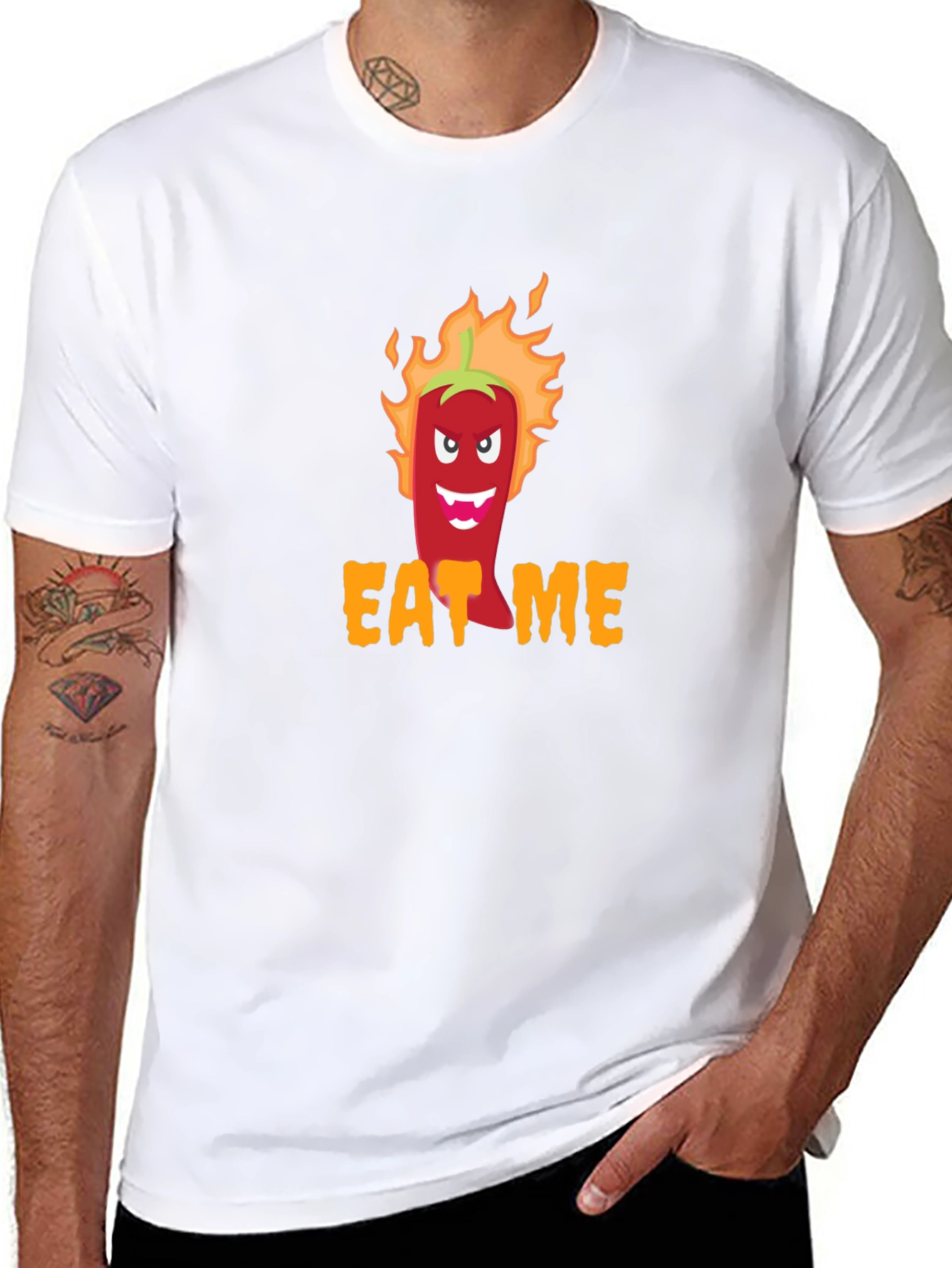 Eat Me Spicy Pepper Graphic Tee - Black T-Shirt
