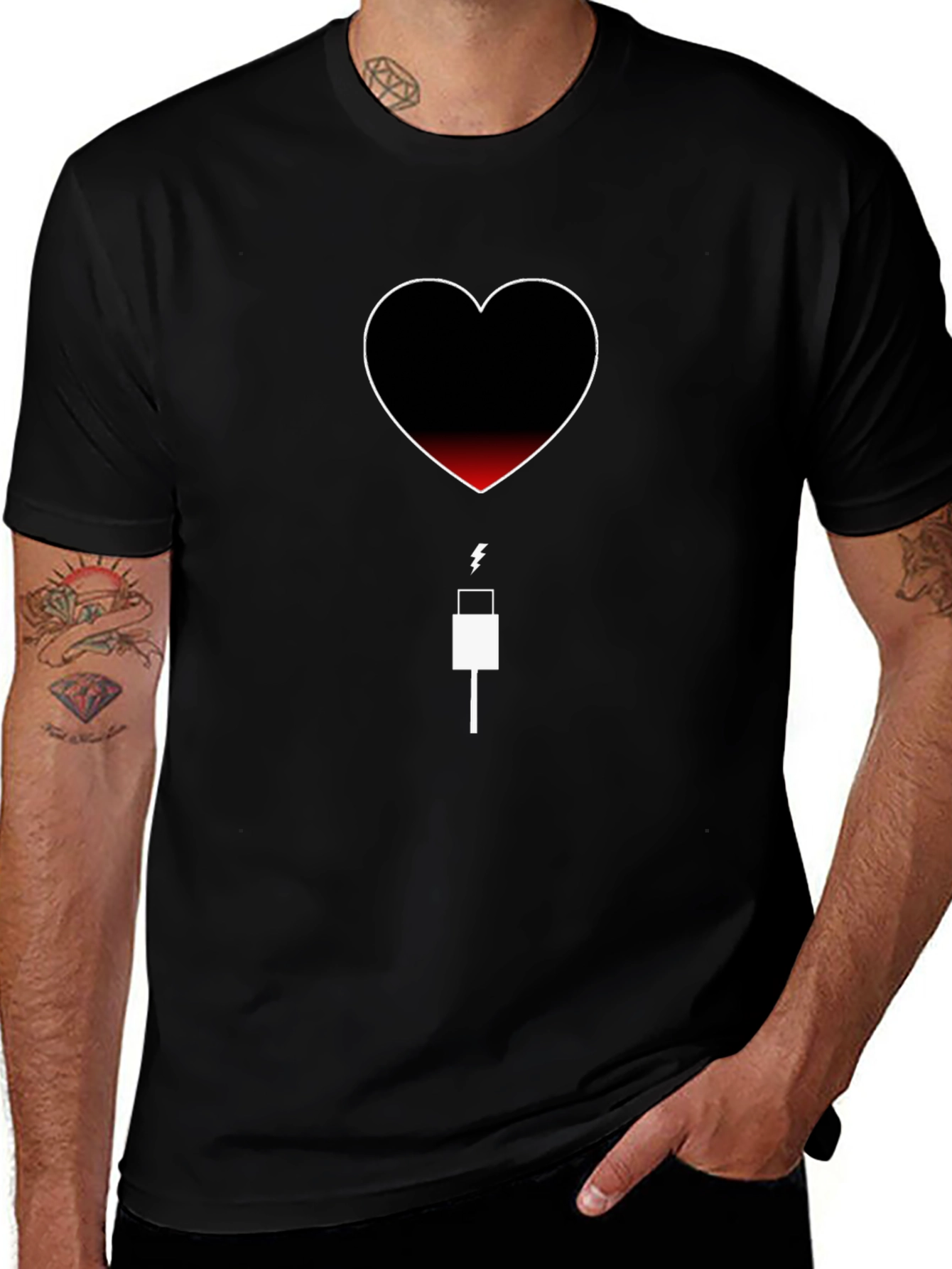 Heart Battery T-Shirt - Low Charge Love Needed