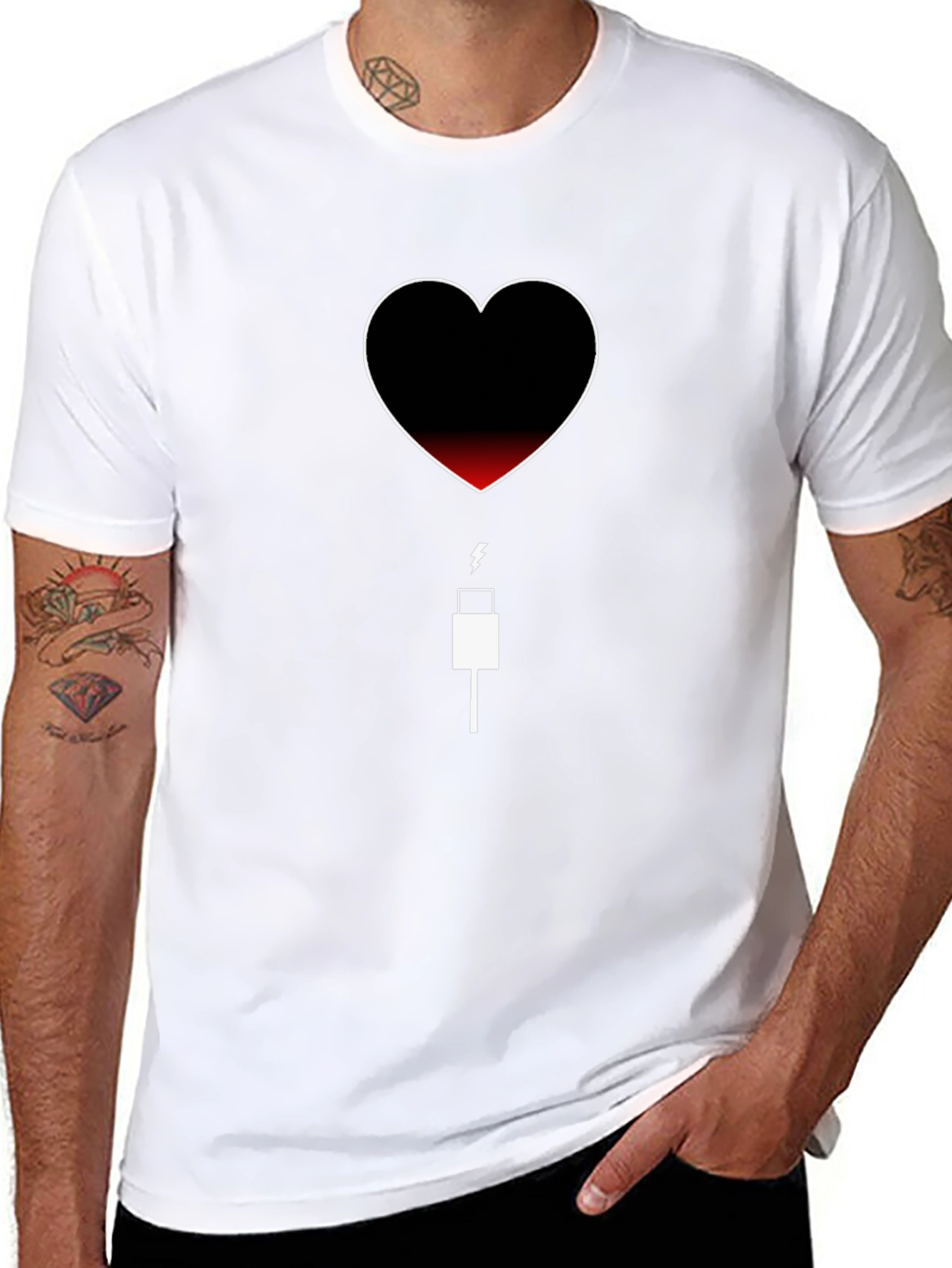 Heart Battery T-Shirt - Low Charge Love Needed