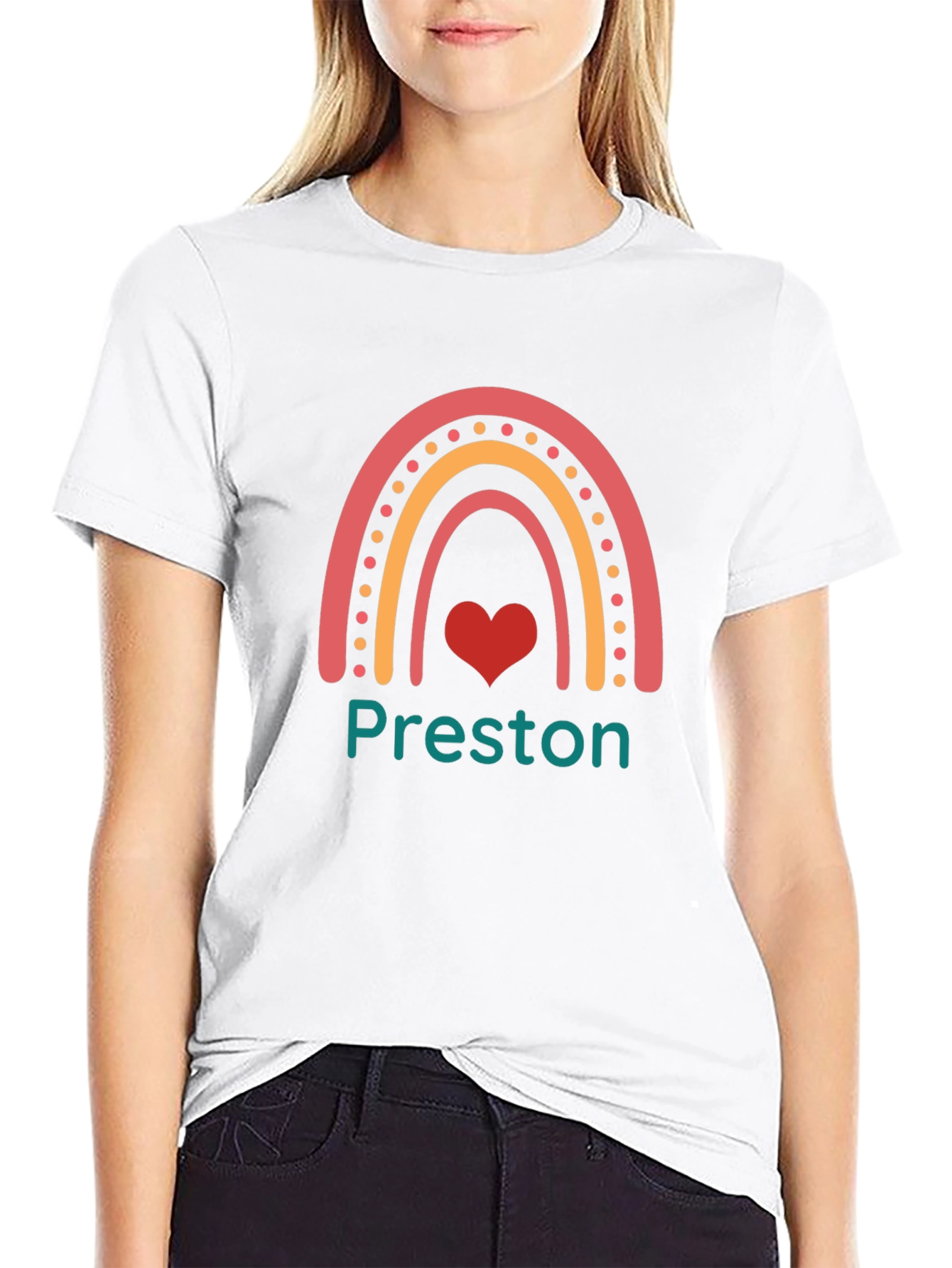 Personalized Rainbow Heart Black T-Shirt