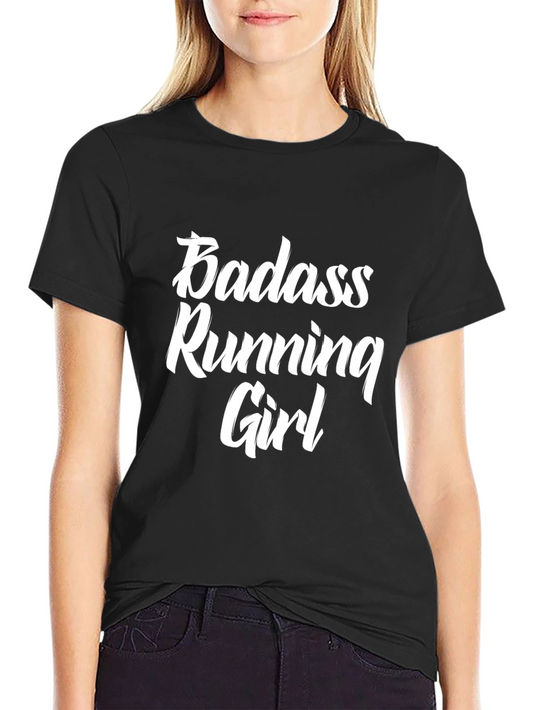Badass Running Girl T-Shirt - Black Stylish Comfortable