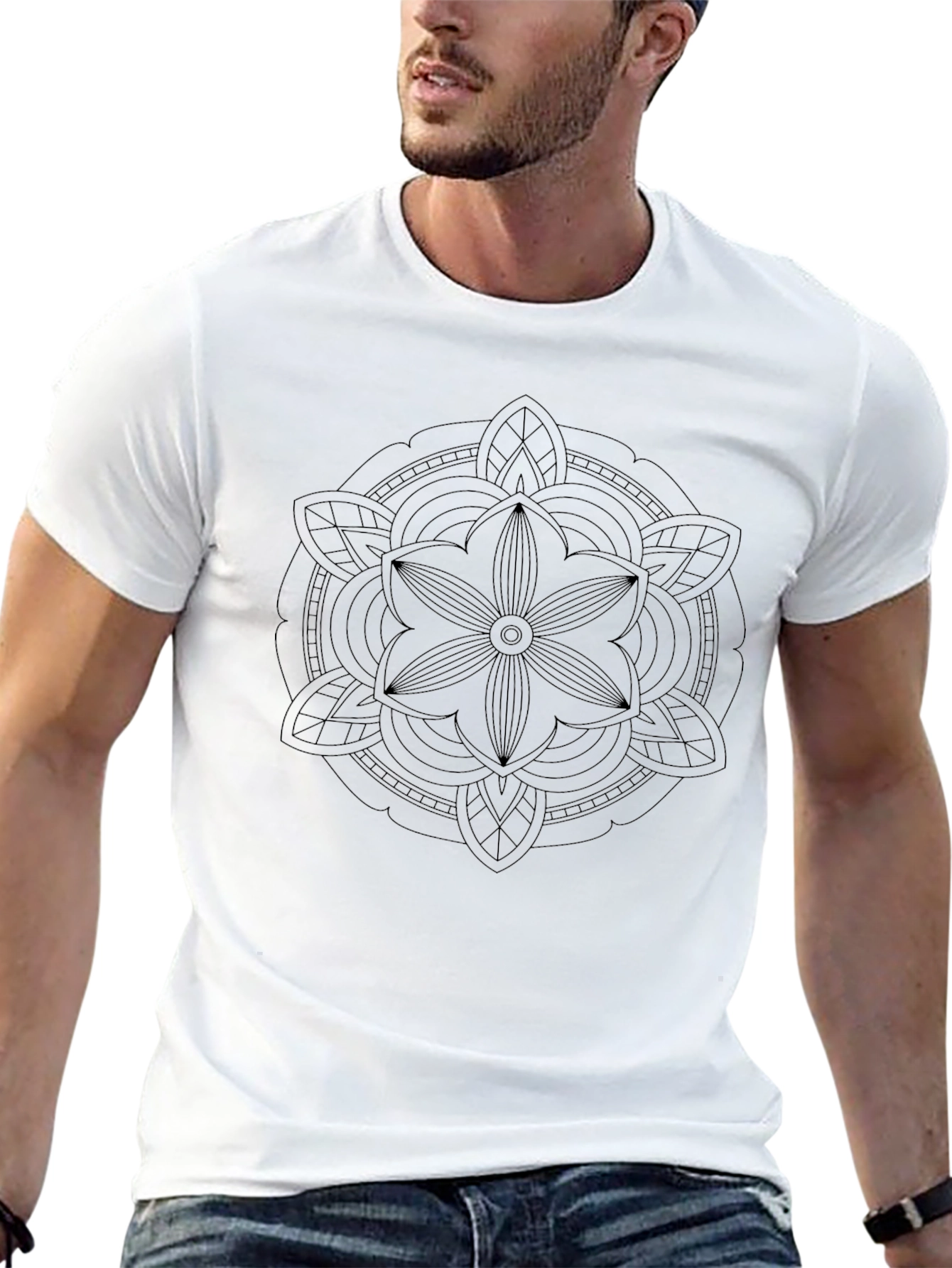 Black Mandala Graphic T-Shirt - Stylish Mens Tee