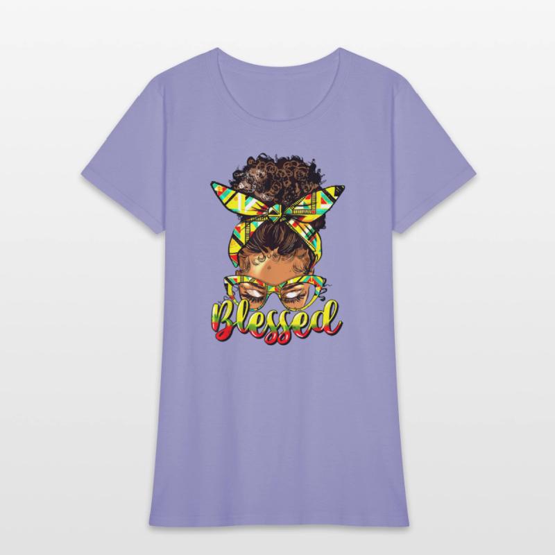 Black History Blessed Afro Black Women Messy Bun