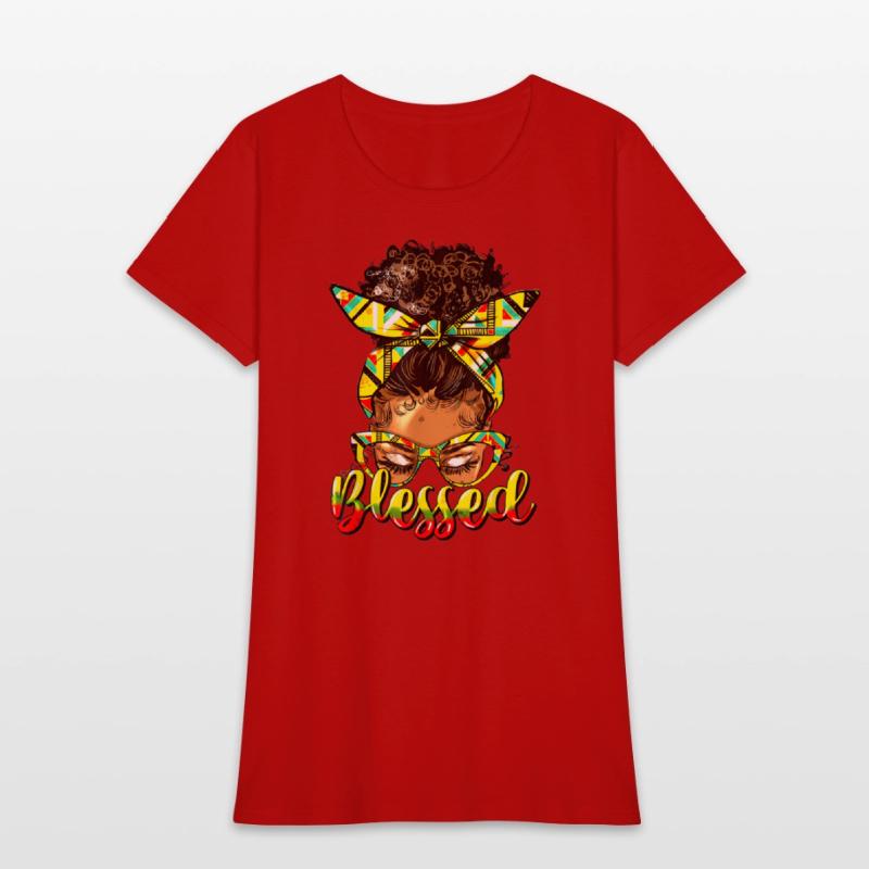 Black History Blessed Afro Black Women Messy Bun