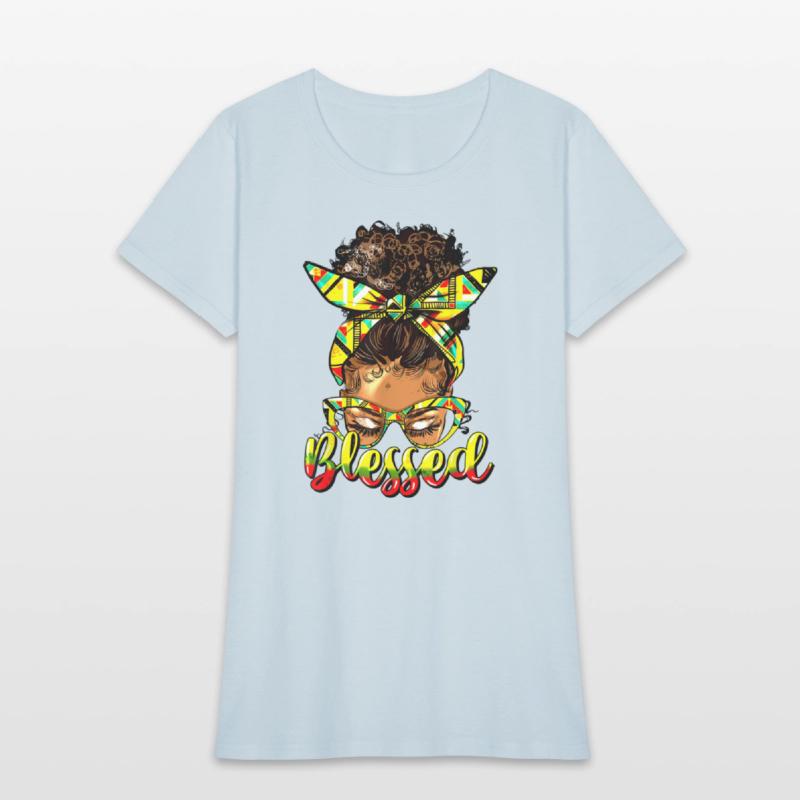 Black History Blessed Afro Black Women Messy Bun