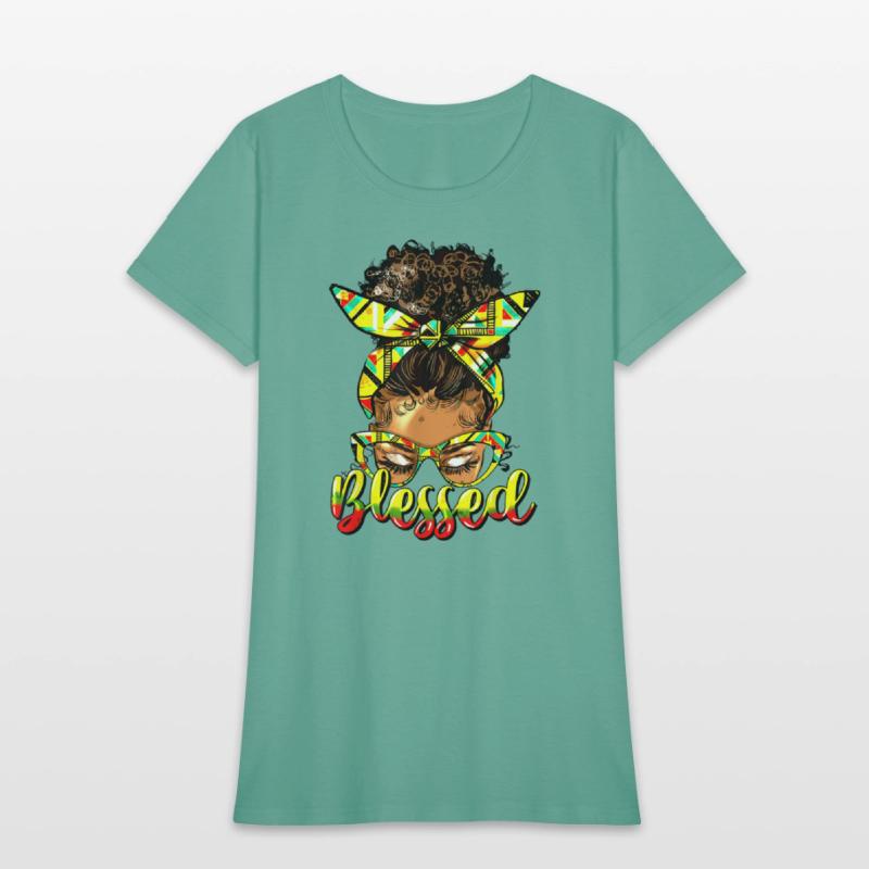 Black History Blessed Afro Black Women Messy Bun